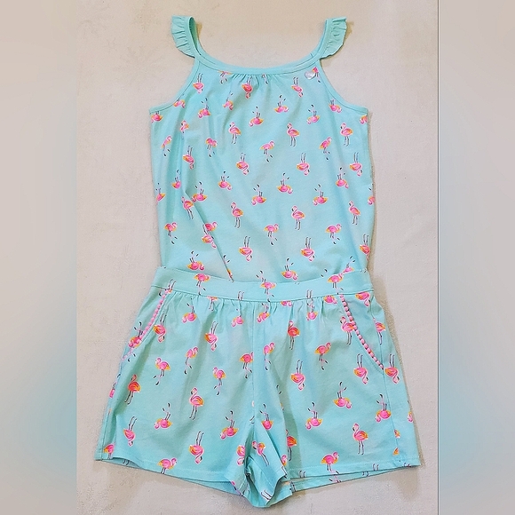 NWT New OshKosh B'gosh (2) Piece Flamingo Tank & Shorts Set Girls Size 14 - Picture 1 of 9